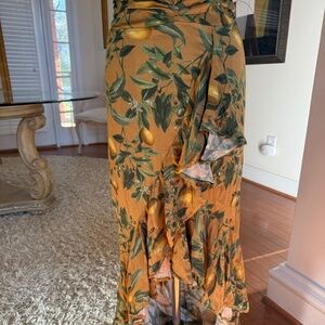 Agua Bendita Womens Midi Skirt Sofia Evergreen Multicolor Size S Resort Travel